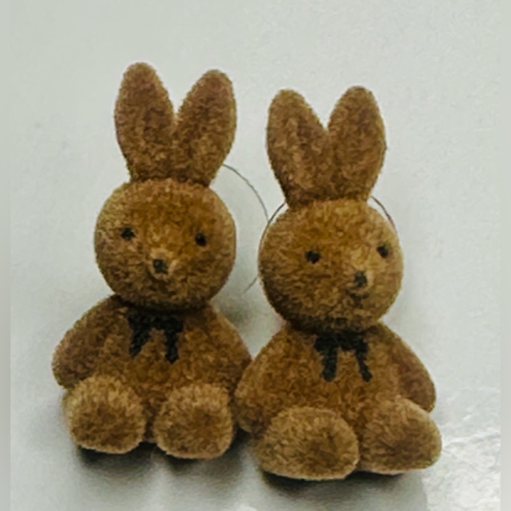 Brown Bunny Plush Earrings